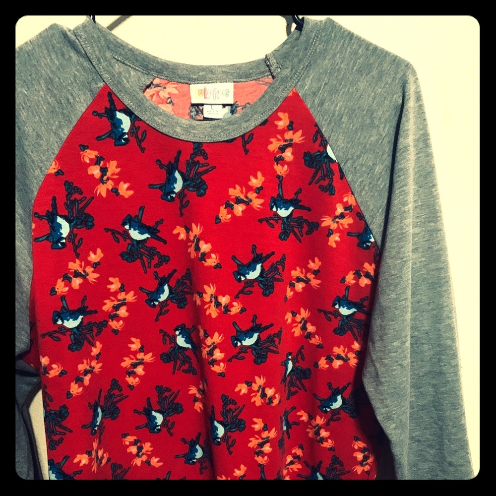 3/4 sleeve blue jay print